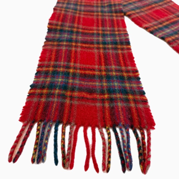 Laura Ashley 🇬🇧 Red Tartan Lambswool Children’s Scarf – Made in Scotland - Picture 5 of 8